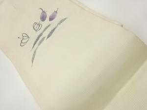 絽茄子・胡瓜に花模様名古屋帯